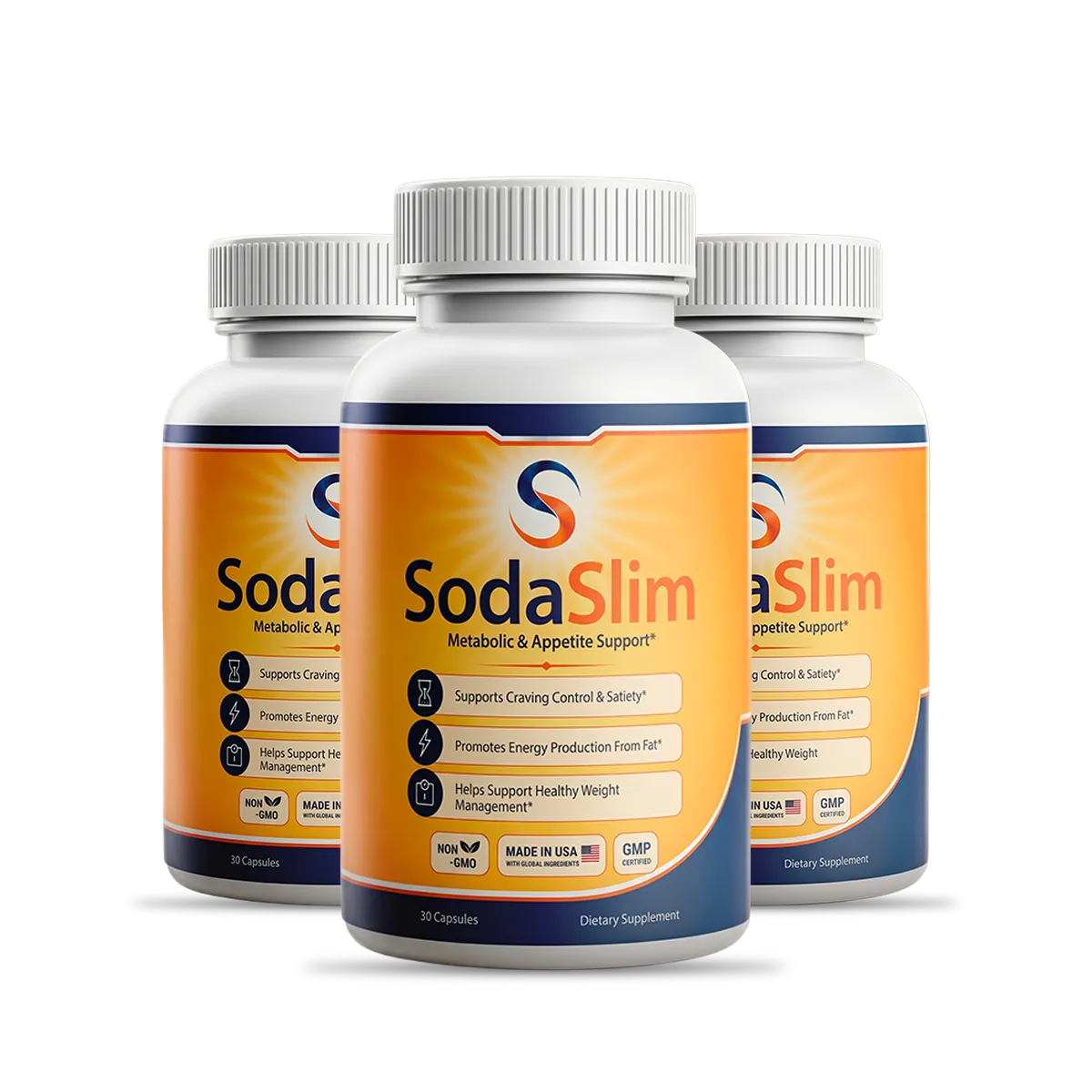 Three bottles of SodaSlim, a 90-day supply